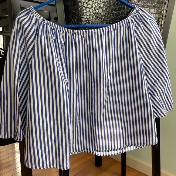 Forever 21 striped off the shoulder top - Picture 2 of 15